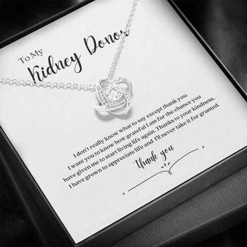 Kidney Donor Thank You Necklace with Message Card, 14k White Gold with Cubic Zirconia in Saudi Arabia