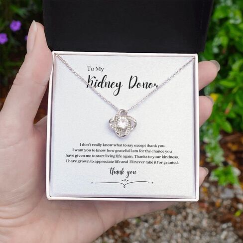 Kidney Donor Thank You Necklace with Message Card, 14k White Gold with Cubic Zirconia in Saudi Arabia