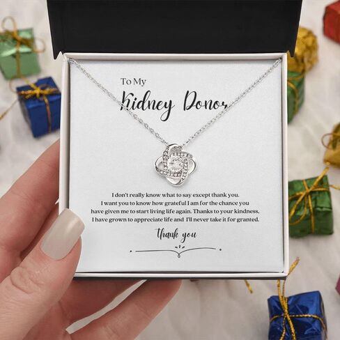 Kidney Donor Thank You Necklace with Message Card, 14k White Gold with Cubic Zirconia in Saudi Arabia