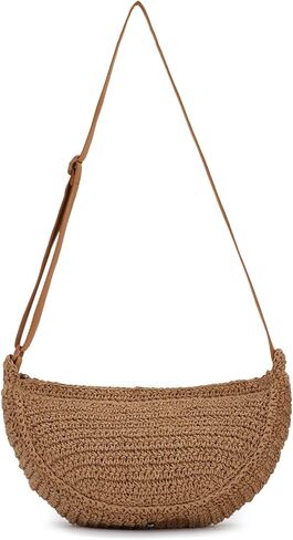 GOKTOW Straw Crescent Beach Crossbody Bag for Women,Raffia Woven Shoulder Handbags for Summer Vacation 2025 in Saudi Arabia
