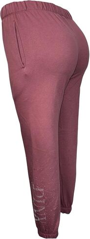 Victoria's Secret Pink Fleece Classis Rhinestone Sweatpants Color Rose Shine New in Saudi Arabia