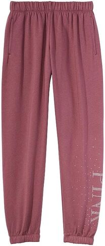 Victoria's Secret Pink Fleece Classis Rhinestone Sweatpants Color Rose Shine New in Saudi Arabia