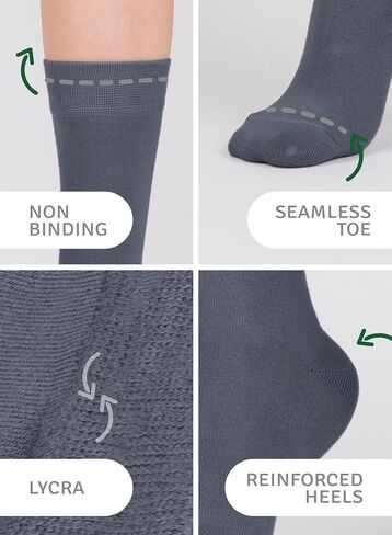 Women's Bamboo Dress Socks, Crew for Business Trouser Casual, Soft, Thin & Seamless, Size 6-9/9-12 (3, 4 or 5 Pairs) in Saudi Arabia
