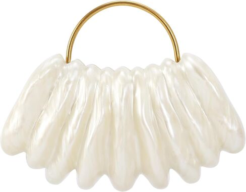 Women Acrylic Shell Shaped Clutch Luxury Marble Acrylic Evening Handbag Unique Chain Shoulder Bag Wedding Party Purses in Saudi Arabia
