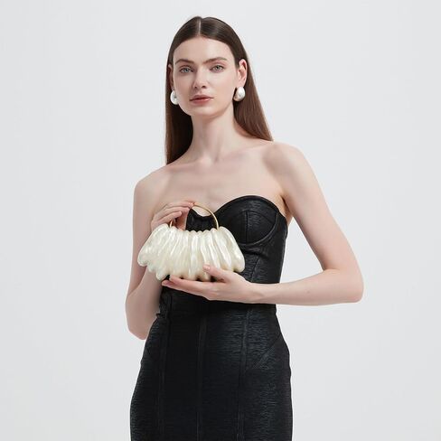 Women Acrylic Shell Shaped Clutch Luxury Marble Acrylic Evening Handbag Unique Chain Shoulder Bag Wedding Party Purses in Saudi Arabia