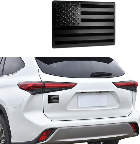 Embossed 3D Metal All Black American Flag Emblem Decal Stickers, Auto Emblem, USA Flag Car Decal, Matte Black 5" x 3" Patriotic USA US Flag Car Decals Bumper Stickers for Cars Window Bumper in Kuwait