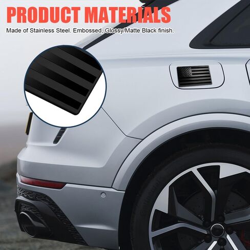 Embossed 3D Metal All Black American Flag Emblem Decal Stickers, Auto Emblem, USA Flag Car Decal, Matte Black 5" x 3" Patriotic USA US Flag Car Decals Bumper Stickers for Cars Window Bumper in Kuwait