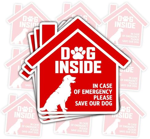 (3Pcs) Dog Inside Fire Sticker, Dog Inside in Case of Emergency Please Save Our Dogs Decal, Pet Emergency Stickers, Sticker Waterproof for Home, Door, Decal 5" (Normal, 5in) in Saudi Arabia