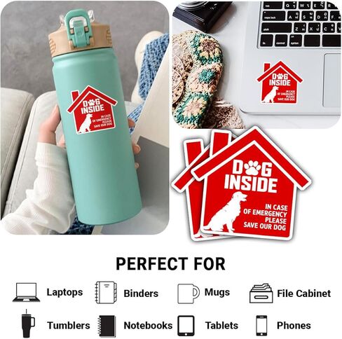(3Pcs) Dog Inside Fire Sticker, Dog Inside in Case of Emergency Please Save Our Dogs Decal, Pet Emergency Stickers, Sticker Waterproof for Home, Door, Decal 5" (Normal, 5in) in Saudi Arabia