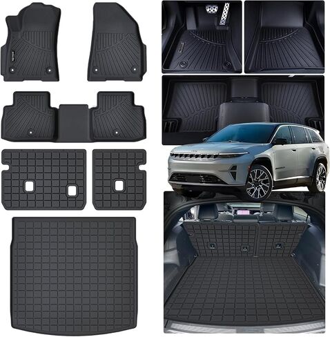 Floor Mats & Cargo Liners for Hyundai KONA 2024 (Not Fit Electric Model),TPE All Weather Protection 1st & 2nd Row Car Floor Liners Front & Trunk Mat Accessories-Black in Kuwait