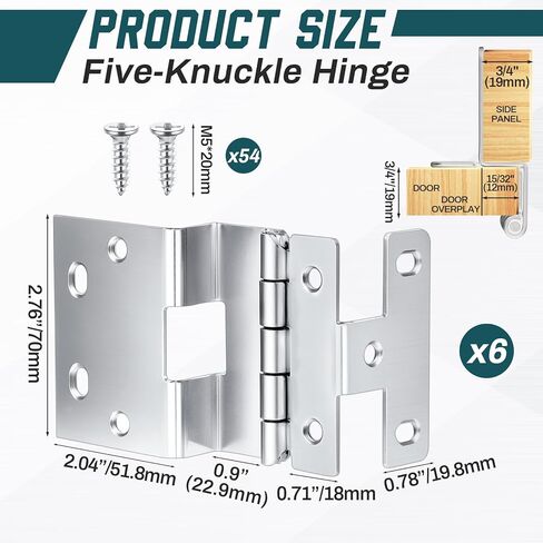 6 Pcs Five-Knuckle Hinge for 3/4" Door Thickness, 270 Degree Hinge Institutional Hinge Suitable for Hospital, Schools, and Other Comercial Settings. in Kuwait