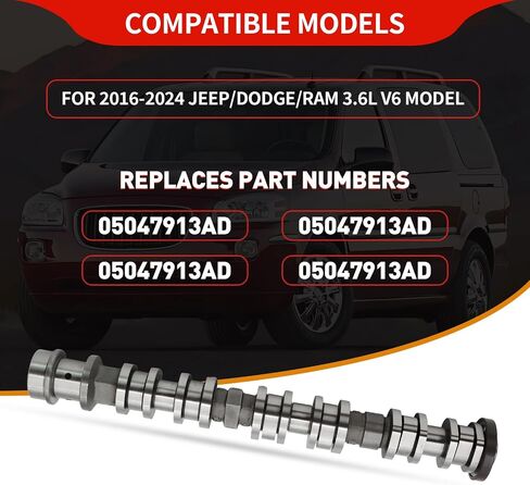 05047912AD Left Side Intake Camshaft for 2016-2024 Chrysler/Dodge/RAM 3.6L V6 Model, Replaces Part Numbers 05047912AD, 05047912AB, 05047912AC, 05047912AA in Saudi Arabia