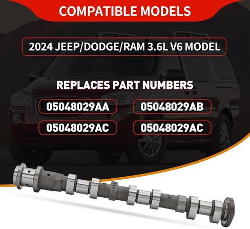 05047912AD Left Side Intake Camshaft for 2016-2024 Chrysler/Dodge/RAM 3.6L V6 Model, Replaces Part Numbers 05047912AD, 05047912AB, 05047912AC, 05047912AA in Saudi Arabia