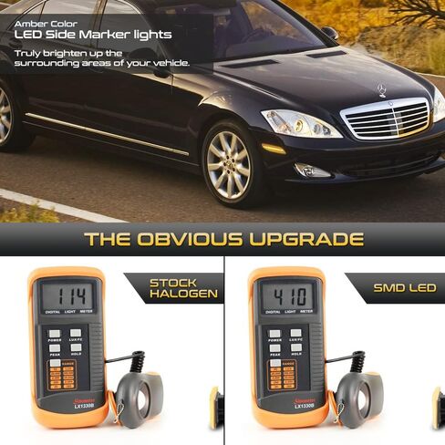 VIPMOTOZ Front Full LED Side Marker Lights Lamps Compatible With 2007-2009 Mercedes Benz W221 S Class S550 S600 Chrome Housing Clear Lens 6000K Diamond White 2-Pieces Pair Set in Saudi Arabia