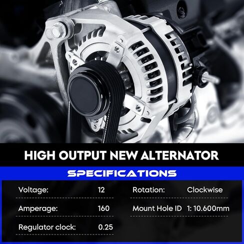 Alternator Replacement New for Chrysler 300, for Dodge Challenger, for Charger, for Durango, for Jeep Grand Cherokee, 2011-2017, for Ram 1500 2016-2017, Replace for 11572(Only for 3.6L) in Saudi Arabia