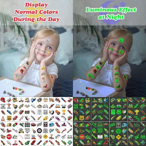 110 PCS Race Car Temporary Tattoos Sticker Racing Pit Crew Checkered Flag Race Car Birthday Party Decorations Favors Supplies Gifts Boys Girls Cute Fake Tattoo School Prizes Carnival Theme in Saudi Arabia