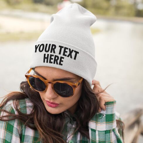 Custom Beanie Hat for Men Women, Add Your Text, Fully Embroidered Beanie, Small Business Promotional School Headwear Winter in Saudi Arabia