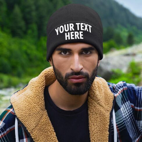 Custom Beanie Hat for Men Women, Add Your Text, Fully Embroidered Beanie, Small Business Promotional School Headwear Winter in Saudi Arabia