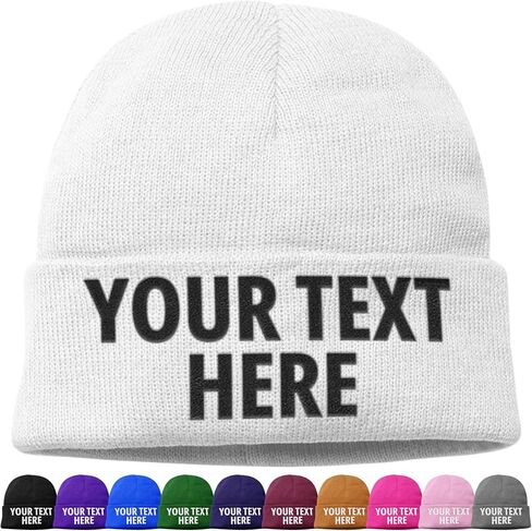 Custom Beanie Hat for Men Women, Add Your Text, Fully Embroidered Beanie, Small Business Promotional School Headwear Winter in Saudi Arabia