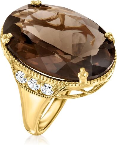 Ross-Simons 20.00 قيراط كوارتز مدخن و 1.60 CT. T.W. خاتم الزركون الأبيض في الذهب 18kt على الجنيه الاسترليني in Saudi Arabia