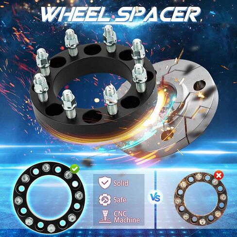 8x6.5 1.5in Wheel Spacer, 8x165.1mm Forged 8 Lug Adapter, Fit for Ford F-250 F-350 1970-1998, for Chevy C20 1975-1987, for C30 K20 1975-1986, for K30 1977-1986, 126.15mm Bore with 9/16"-18 Studs 2pc in Saudi Arabia