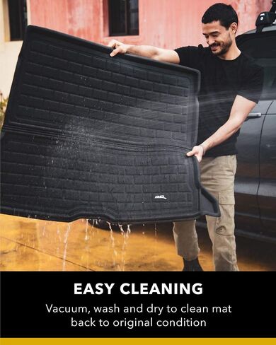 3D Maxpider Custom Fit All-Weather خلف واقي المقعد الثاني وبطانة البضائع لعام 2020-2021 Tesla Model Y 5 مقاعد-Kagu Rubber (أسود) in Saudi Arabia