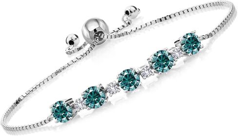 925 Sterling Silver Gemstone Birthstone و White Bracelet Sapphire Tennis Bracelet للنساء | جولة 5mm و 2.5mm | تصميم بولو قابل للتعديل | سهلة التشغيل | قابل للتعديل بالكامل حتى 9 بوصات in Saudi Arabia