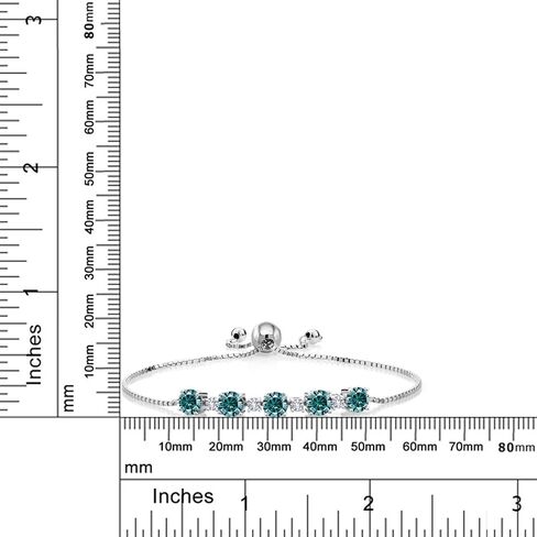 925 Sterling Silver Gemstone Birthstone و White Bracelet Sapphire Tennis Bracelet للنساء | جولة 5mm و 2.5mm | تصميم بولو قابل للتعديل | سهلة التشغيل | قابل للتعديل بالكامل حتى 9 بوصات in Saudi Arabia