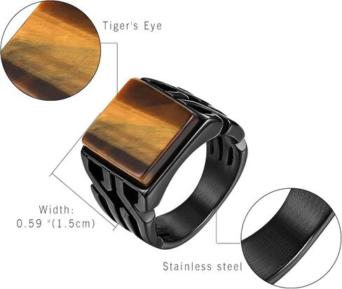 OIDEA Tiger Eye Statement Ring for Men: Stainless Steel Biker Rings for Men Vintage Signet Rings Band Men's Rings Jewelry Gift in Saudi Arabia