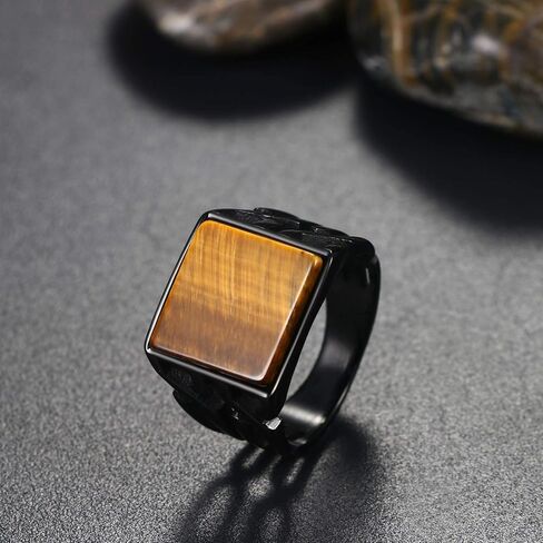 OIDEA Tiger Eye Statement Ring for Men: Stainless Steel Biker Rings for Men Vintage Signet Rings Band Men's Rings Jewelry Gift in Saudi Arabia