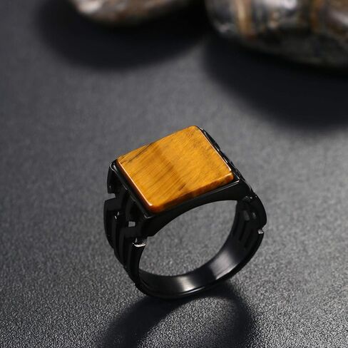 OIDEA Tiger Eye Statement Ring for Men: Stainless Steel Biker Rings for Men Vintage Signet Rings Band Men's Rings Jewelry Gift in Saudi Arabia