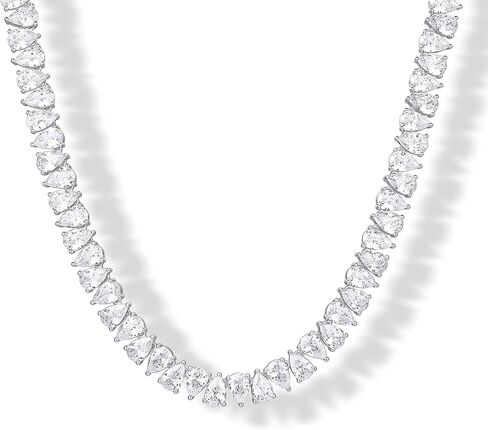 PAVOI 14K Gold Plated Pear Cubic Zirconia Tennis Necklace for Women – Tennis Chain Necklaces – Sizes 15" and 18" in Kuwait