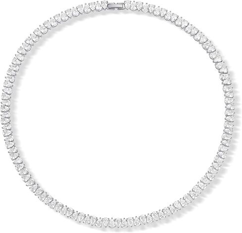 PAVOI 14K Gold Plated Pear Cubic Zirconia Tennis Necklace for Women – Tennis Chain Necklaces – Sizes 15" and 18" in Kuwait