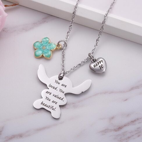 Ukodnus 6-10 Year Old Birthday Necklace Gifts, You are Loved Valued Beautiful Gift, Birthday Jewelry Gift for Daughter Granddaughter Niece in Saudi Arabia