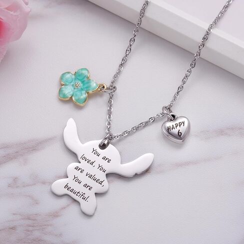 Ukodnus 6-10 Year Old Birthday Necklace Gifts, You are Loved Valued Beautiful Gift, Birthday Jewelry Gift for Daughter Granddaughter Niece in Saudi Arabia