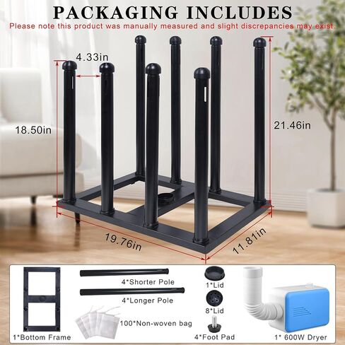 Boot Rack with Drying, Deodorization,Heavy Duty Anti Rollover and Storage Functions, Suitable for Various Boots, Shoes, Gloves, Helmets, With Multifunctional Portable Dryer 600w in Kuwait
