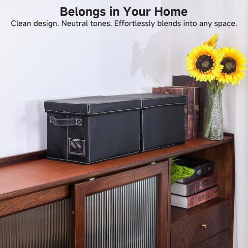 2-Pack 7-Inch Vinyl Record Storage Boxes – Black Faux Leather Record Holder & Case with Lid – Compact Storage Crate for Singles, EPs, Vinyl Rolls, and Accessories in Kuwait
