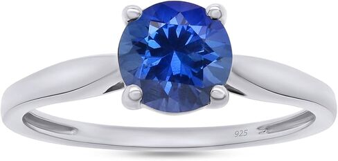 خاتم جولة Affy Round Simpliced Solitaire في الذهب 14K على الفضة الاسترليني (1 CT) in Kuwait