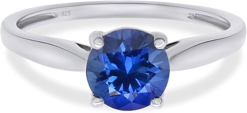خاتم جولة Affy Round Simpliced Solitaire في الذهب 14K على الفضة الاسترليني (1 CT) in Kuwait