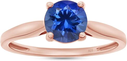 خاتم جولة Affy Round Simpliced Solitaire في الذهب 14K على الفضة الاسترليني (1 CT) in Kuwait