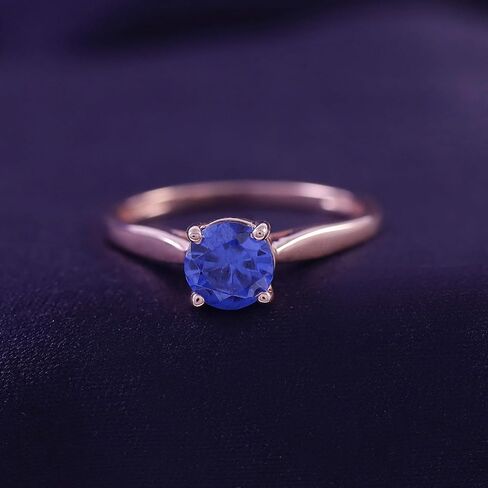 خاتم جولة Affy Round Simpliced Solitaire في الذهب 14K على الفضة الاسترليني (1 CT) in Kuwait