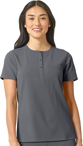 WonderWink Womens Mandarin Collar Tuck-in Top, Black, Small US in Saudi Arabia