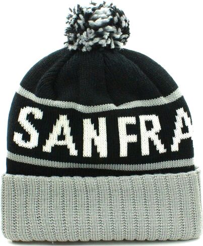 American Cities USA Favorite City Cuff Cable Knit Winter Pom Pom Beanie Hat Cap in Saudi Arabia