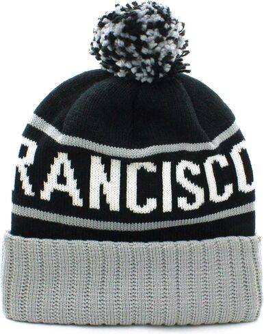 American Cities USA Favorite City Cuff Cable Knit Winter Pom Pom Beanie Hat Cap in Saudi Arabia