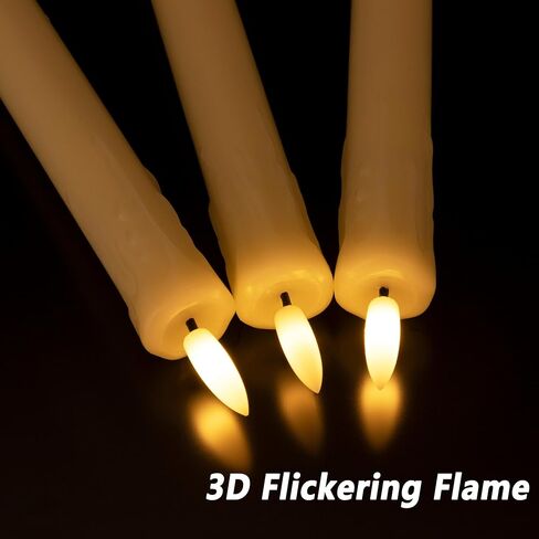 Dripless Flameless Taper Candles with Rmote, 9.6" Real Wax Battery Operated Candles with 3D Wick, 3 Pack Led Candle Flickering Candlesticks for Home, Wedding, Party, Ivory in Saudi Arabia