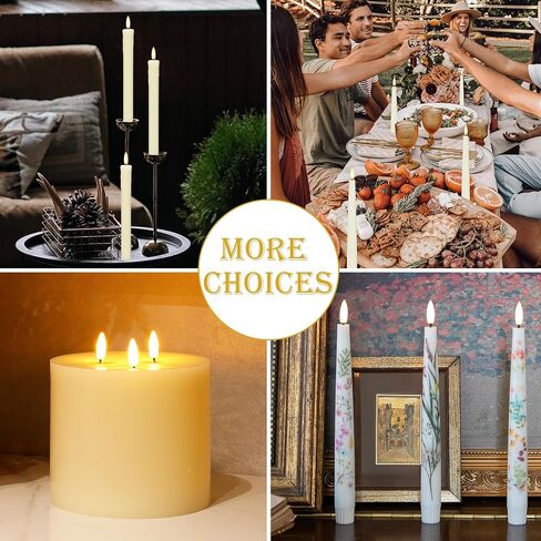 Dripless Flameless Taper Candles with Rmote, 9.6" Real Wax Battery Operated Candles with 3D Wick, 3 Pack Led Candle Flickering Candlesticks for Home, Wedding, Party, Ivory in Saudi Arabia