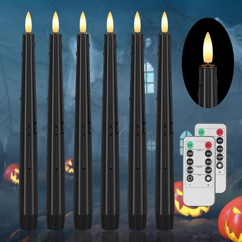 Dripless Flameless Taper Candles with Rmote, 9.6" Real Wax Battery Operated Candles with 3D Wick, 3 Pack Led Candle Flickering Candlesticks for Home, Wedding, Party, Ivory in Saudi Arabia