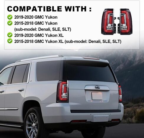 CHEDA LED LED LEV مع لمبة متوافقة مع GMC Yukon/Yukon XL 2015-2018 سائق وجانب الراكب 1 CAPA ، 84536243 ، GM2801268 ، 84536242 ، GM2800268 تجميع المصباح الخلفي TRASEROS TRASEROS CONCLUNTO in Kuwait