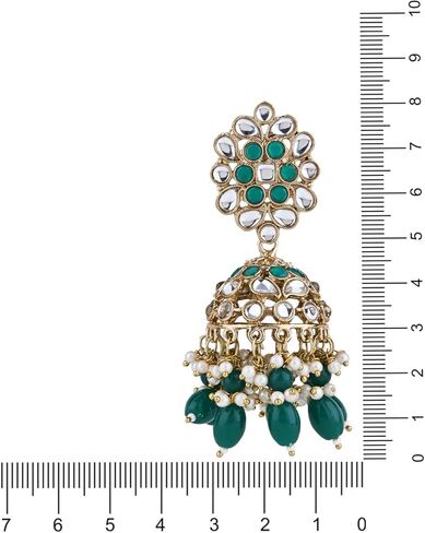 I Jewels Gold Plated Indian Wedding Bollywood Handcrafted Kundan & Pearl Jhumka Earrings For Women (E3271G) in Saudi Arabia