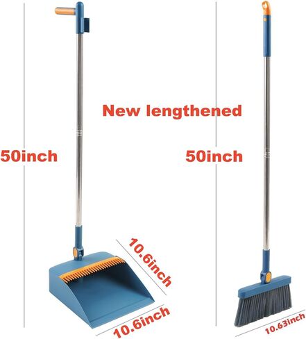 مكنسة خارجية شديدة التحمل بعرض 17.7 بوصة، شعيرات قاسية، منطقة كنس مزدوجة، مكنسة بمقبض طويل للمرآب والفناء والسطح، تنظف الأوراق والحصى وفضلات الحيوانات الأليفة بسهولة - للاستخدام الداخلي والخارجي in Kuwait